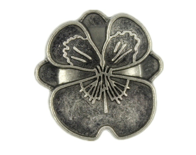 Pansy Metal Buttons - Gray Silver Color Pansy Metal Shank Buttons - 18mm - 11/16 inch - 6 pcs