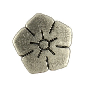 Flower Metal Buttons - Gray Silver Pentagon Sakura Metal Shank Buttons - 18mm - 11/16 inch - 6 pcs