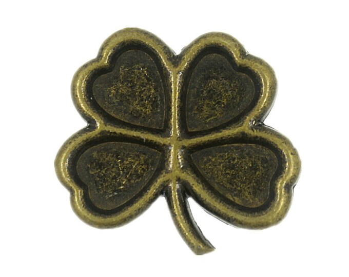 Metal Buttons - Clover Antiqued Brass Metal Shank Buttons - 20mm - 3/4 inch - 6 pcs