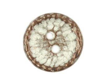 Metal Buttons - Rustic Copper White Patina Metal Hole Buttons - 13mm - 1/2 inch - 6 pcs
