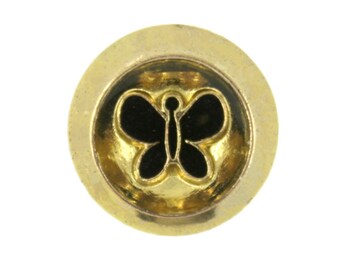 Metal Buttons - Crystal Enamelled Butterfly Gold Metal Shank Buttons - 18mm - 11/16 inch - 6 pcs