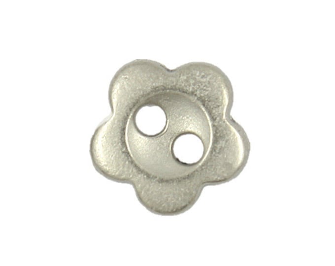 Metal Buttons - Flower Metal Hole Buttons in Matte Silver Color - 11mm - 7/16 inch - 6 pcs