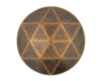 Metal Buttons - Hexagram Facets Surface Antique Copper Metal Shank Buttons - 18mm - 11/16 inch - 6 pcs