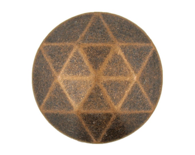 Metal Buttons - Hexagram Facets Surface Antique Copper Metal Shank Buttons - 18mm - 11/16 inch - 6 pcs
