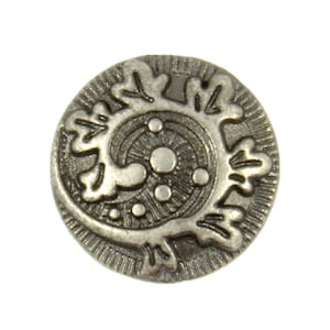Metal Buttons - Swirl Fern Gray Silver Metal Shank Buttons - 15mm - 5/8 inch - 6 pcs