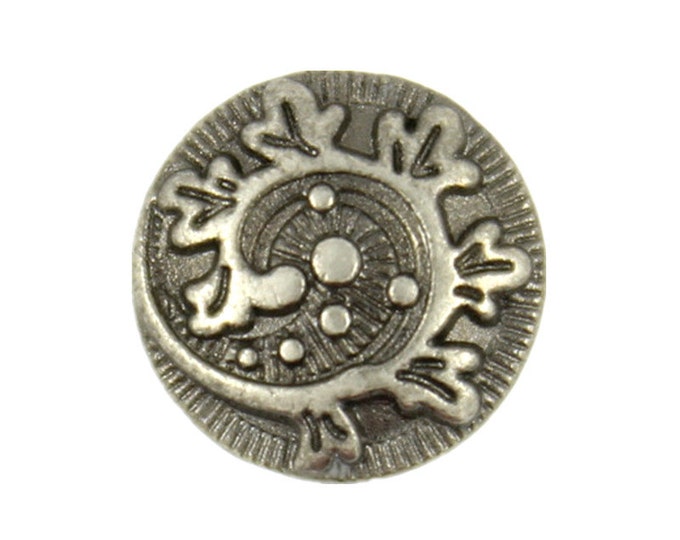Metal Buttons - Swirl Fern Gray Silver Metal Shank Buttons - 15mm - 5/8 inch - 6 pcs