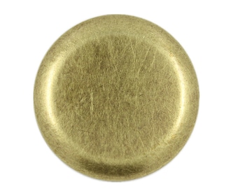 Metal Buttons - Flat Antique Brass Metal Shank Buttons - 35mm - 1 3/8 inch - 6 pcs