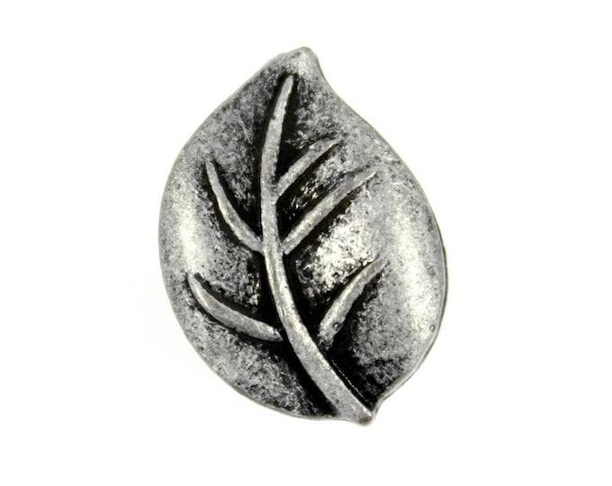 Leaf Metal Buttons - Antique Silver Leaf Metal Shank Buttons - 18mm - 11/16 inch - 2 pcs