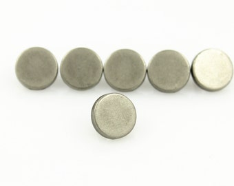 Metal Buttons - Small Gray Silver Round Metal Shank Buttons - 7mm - 1/4 inch - 9 pcs