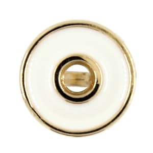 Metal Buttons - Gold Ring with Cream White Enamel Metal Shank Buttons - 10mm - 3/8 inch - 6 pcs