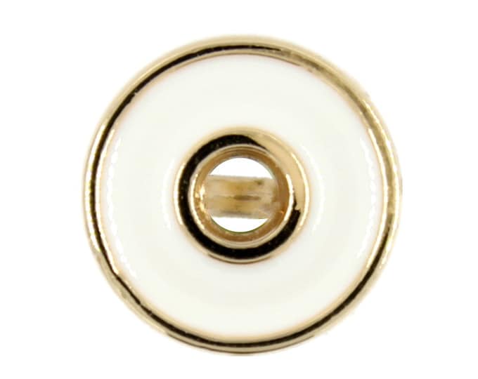 Metal Buttons - Gold Ring with Cream White Enamel Metal Shank Buttons - 10mm - 3/8 inch - 6 pcs