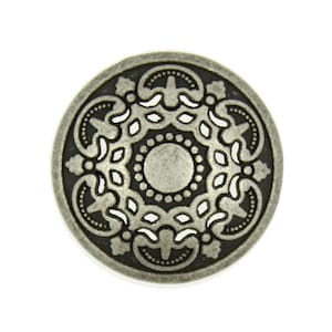 Metal Buttons - Antique Silver Medieval Filigree Domed Metal Shank Buttons - 25mm - 1 inch - 6 pcs