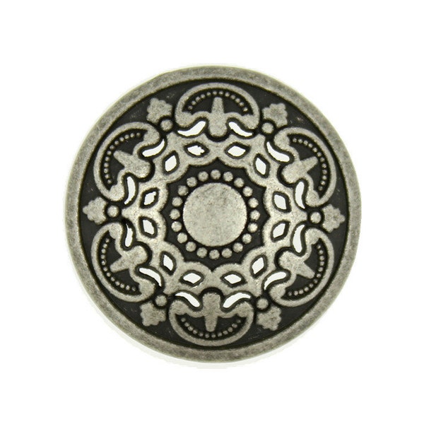 Metal Buttons - Antique Silver Medieval Filigree Domed Metal Shank Buttons - 25mm - 1 inch - 6 pcs