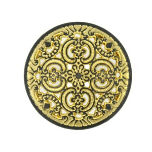 Metal Buttons - Gunmetal Yellow Openwork Flowery Engraving Metal Shank Buttons - 23mm - 7/8 inch - 6 pcs
