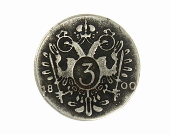 Metal Buttons - Antique Silver Byzantine Double-headed Eagle Metal Shank Buttons - 19mm - 3/4 inch - 6 pcs