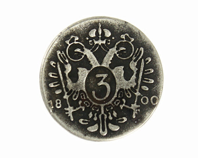 Metal Buttons - Antique Silver Byzantine Double-headed Eagle Metal Shank Buttons - 19mm - 3/4 inch - 6 pcs