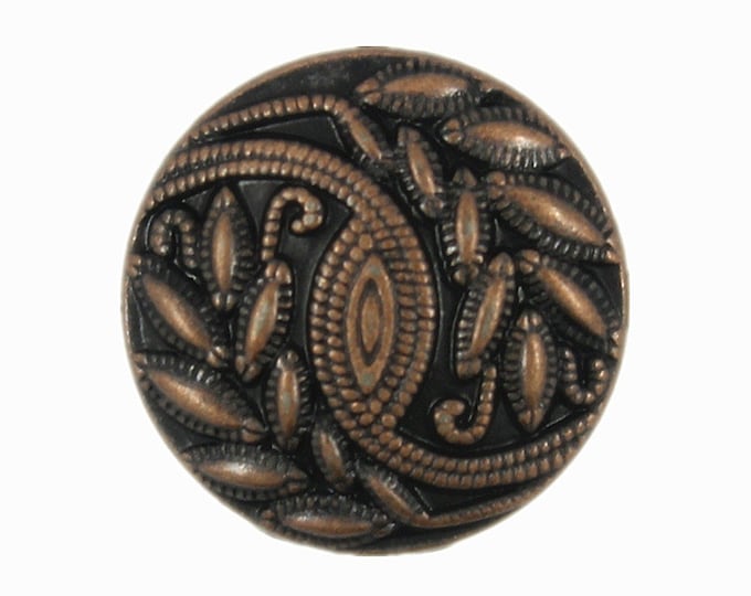 Metal Buttons - Broadleaf Grass Copper Metal Shank Buttons - 15mm - 5/8 inch - 6 pcs