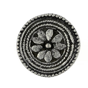 Roped Flower Carving Antique Silver Metal Shank Buttons - 16mm - 5/8 inch - 3 pcs