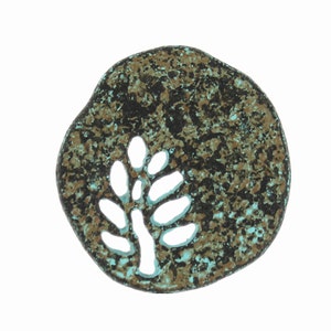 Through the Tree Metal Shank Buttons , Green Patina Color  - 23mm - 7/8 inch - 6 pcs