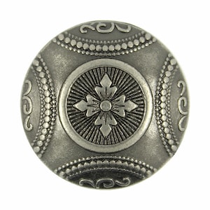 Metal Buttons - Carpet Pattern Gray Silver Metal Shank Buttons - 23mm - 7/8 inch - 6 pcs