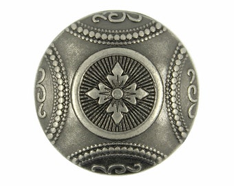 Metal Buttons - Carpet Pattern Gray Silver Metal Shank Buttons - 23mm - 7/8 inch - 6 pcs