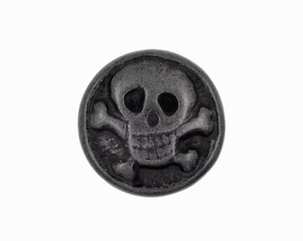 Botones metálicos - Botones metálicos de cañón de metal con diseño de calavera funky - 18 mm - 11/16 pulgadas - 6 piezas