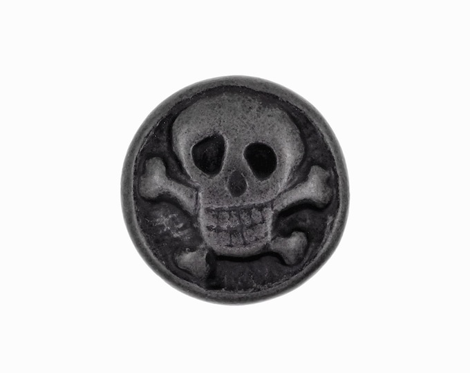 Metal Buttons - Funky Skull Gunmetal Metal Shank Buttons - 18mm - 11/16 inch - 6 pcs
