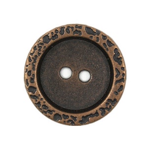 Metal Buttons -  Stone Texture Thicken Border Copper Metal Hole Buttons - 22mm - 7/8 inch - 6 pcs