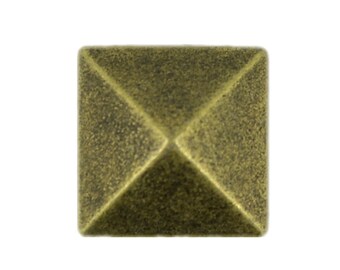 Metal Buttons - Square Cone Antique Brass Metal Shank Buttons - 13 mm - 1/2 inch - 6 pcs