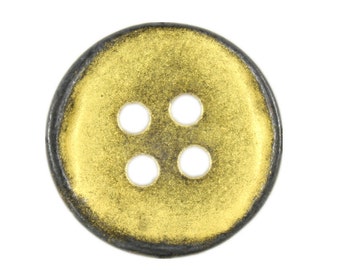 Metal Buttons - Gunmetal Gold Metal Hole Buttons - 23mm - 7/8 inch - 6 pcs