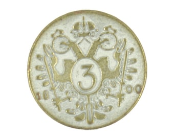 Metal Buttons - Brass White Byzantine Double-headed Eagle Metal Shank Buttons - 14mm - 9/16 inch - 6 pcs