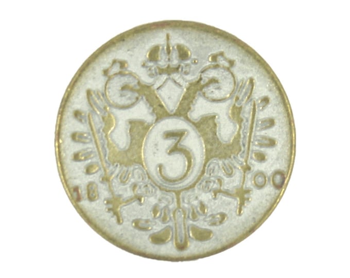 Metal Buttons - Brass White Byzantine Double-headed Eagle Metal Shank Buttons - 14mm - 9/16 inch - 6 pcs