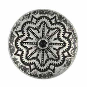 Retro Silver Color Flower Blossom Metal Shank Buttons - 25mm - 1 inch - 6 pcs