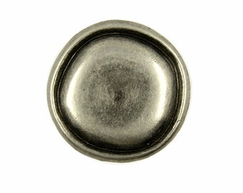 Metal Buttons - Rustic Round Gray Silver Metal Shank Buttons - 23mm - 7/8 inch - 6 pcs