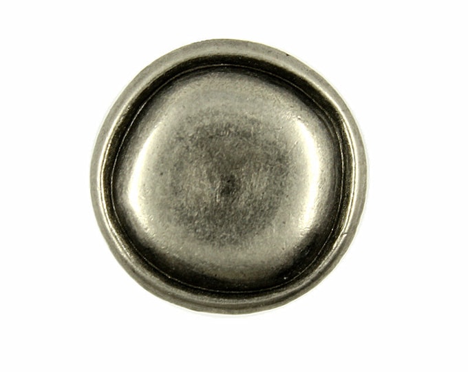 Metal Buttons - Rustic Round Gray Silver Metal Shank Buttons - 23mm - 7/8 inch - 6 pcs