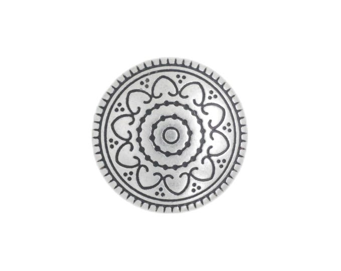 Metal Buttons - Hearts Flower Antique Silver Metal Shank Buttons - 20mm - 3/4 inch - 6 pcs