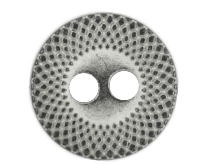 Metal Buttons - Interweave Gunmetal White Metal Hole Buttons - 15mm - 5/8 inch - 6 pcs