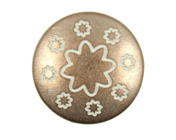 Metal Buttons - Flower and Wreath Pattern Copper White Shank Buttons - 21mm - 13/16 inch - 6 pcs