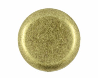 Metal Buttons - Flat Antique Brass Metal Shank Buttons - 25mm - 1 inch - 6 pcs