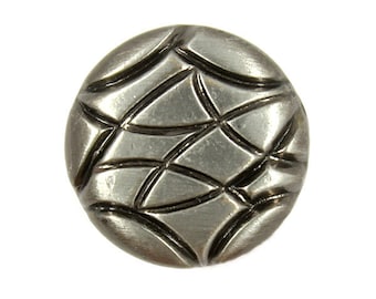 Metal Buttons - Interleaving Lines Design Shiny Gunmetal Metal Shank Buttons - 15mm - 5/8 inch - 6 pcs