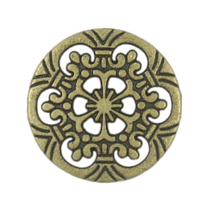 Metal Buttons - Openwork Snowflake Six Holes Antique Brass Metal Buttons - 20mm - 3/4 inch - 6 pcs