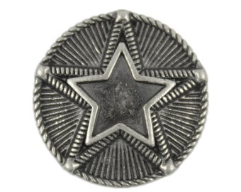 Metal Buttons - Stacked Star Metal Shank Buttons in Gray Silver Color - 18mm - 11/16 inch - 6 pcs