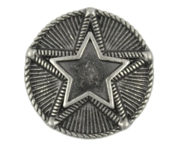 Metal Buttons - Stacked Star Metal Shank Buttons in Gray Silver Color - 18mm - 11/16 inch - 6 pcs