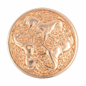 Metal Buttons - Celtic Horses Rose Gold Metal Shank Buttons - 25mm - 1 inch - 3 pcs