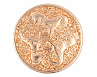 Metal Buttons - Celtic Horses Rose Gold Metal Shank Buttons - 25mm - 1 inch - 3 pcs
