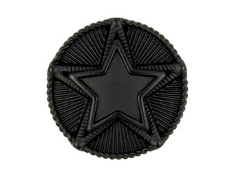 Star Metal Buttons - Stacked Star Metal Shank Buttons in Black Color - 25mm - 1 inch - 4 pcs