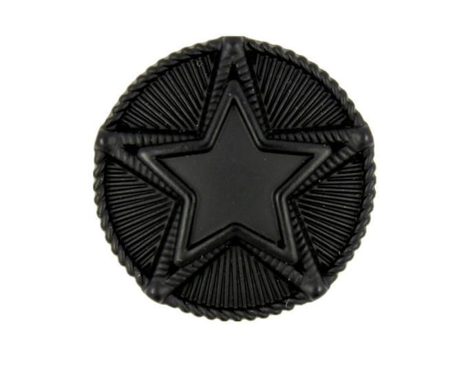 Star Metal Buttons - Stacked Star Metal Shank Buttons in Black Color - 25mm - 1 inch - 4 pcs