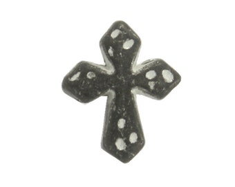 Metal Buttons - Cross Metal Shank Buttons in Gunmetal White Color - 12mm - 1/2 inch - 6 pcs