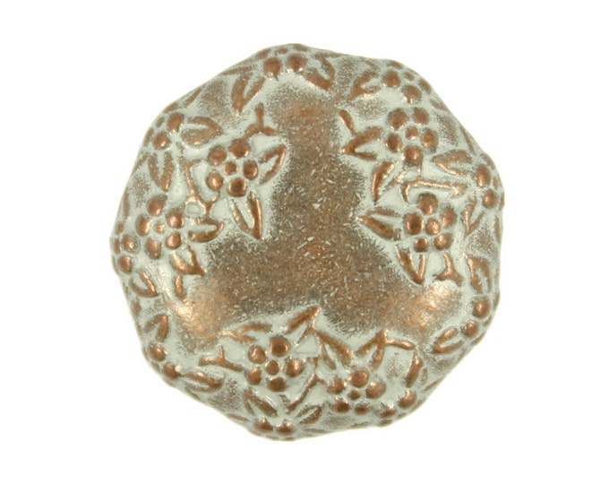 Flower Metal Buttons - Nonagon Wreath Metal Shank Buttons in Copper Patina Color - 20mm - 3/4 inch - 6 pcs