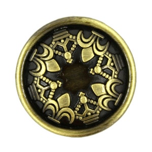 Botones - Fleur De Lis y botones Retro de la caña del Metal de latón del Mandala coronas - del metal - 11/16 pulg - 18mm 6 piezas